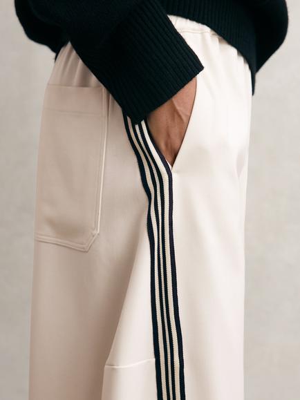 Reiss Elle Side Stripe Trousers, Cream - view 2, Cream