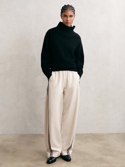 Reiss Petite Elle Side Stripe Trousers, Cream, Cream