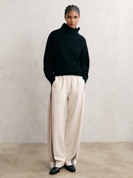 Reiss Petite Elle Side Stripe Trousers, Cream, Cream
