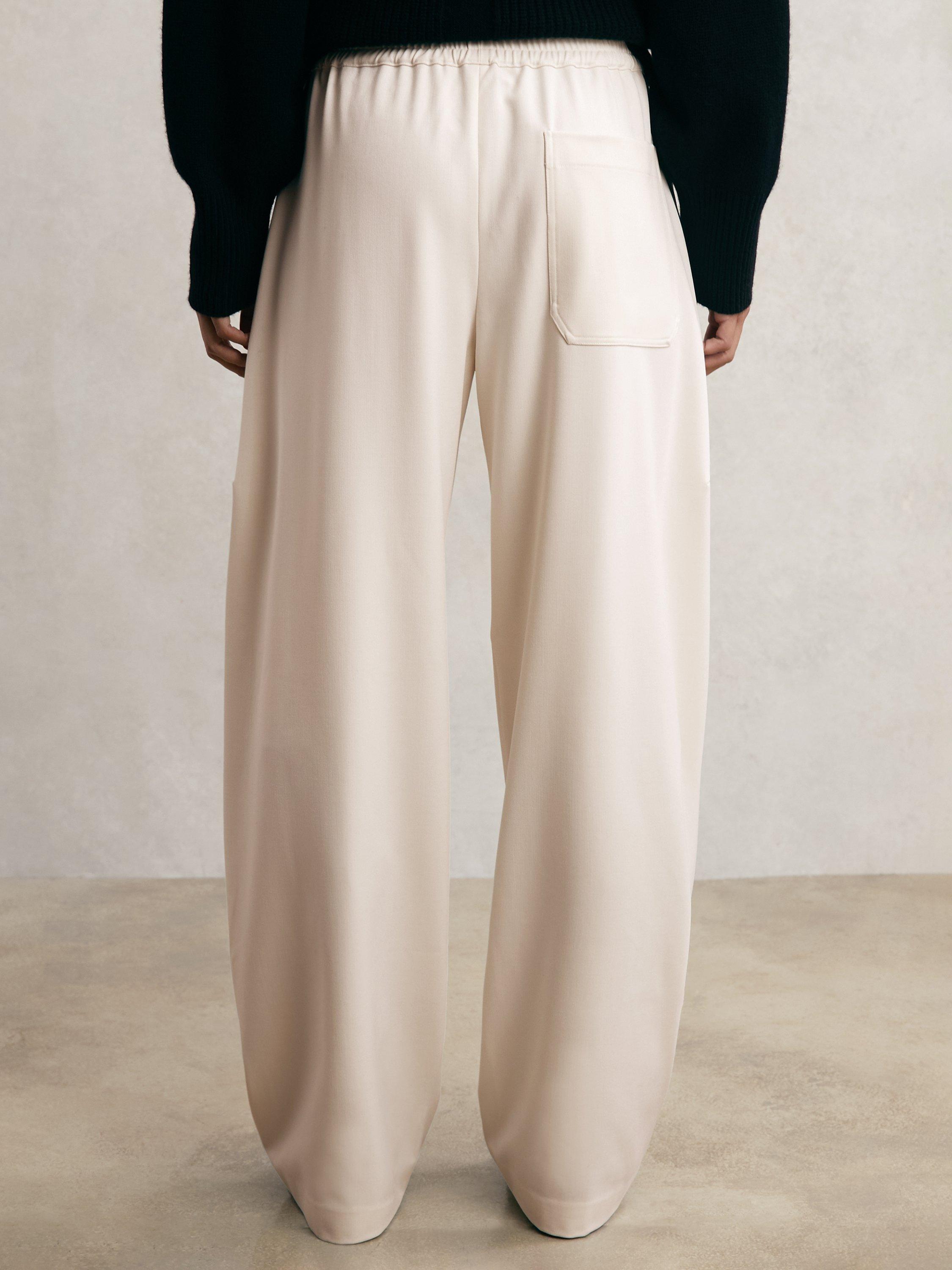 Product image 5 of 5, which shows Reiss Petite Elle Side Stripe Trousers, Cream, 6Pt