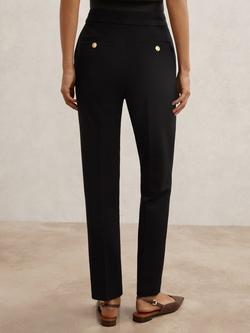 Reiss Petite Gabriel Button Detail Tapered Trousers, Black - view 2, Black
