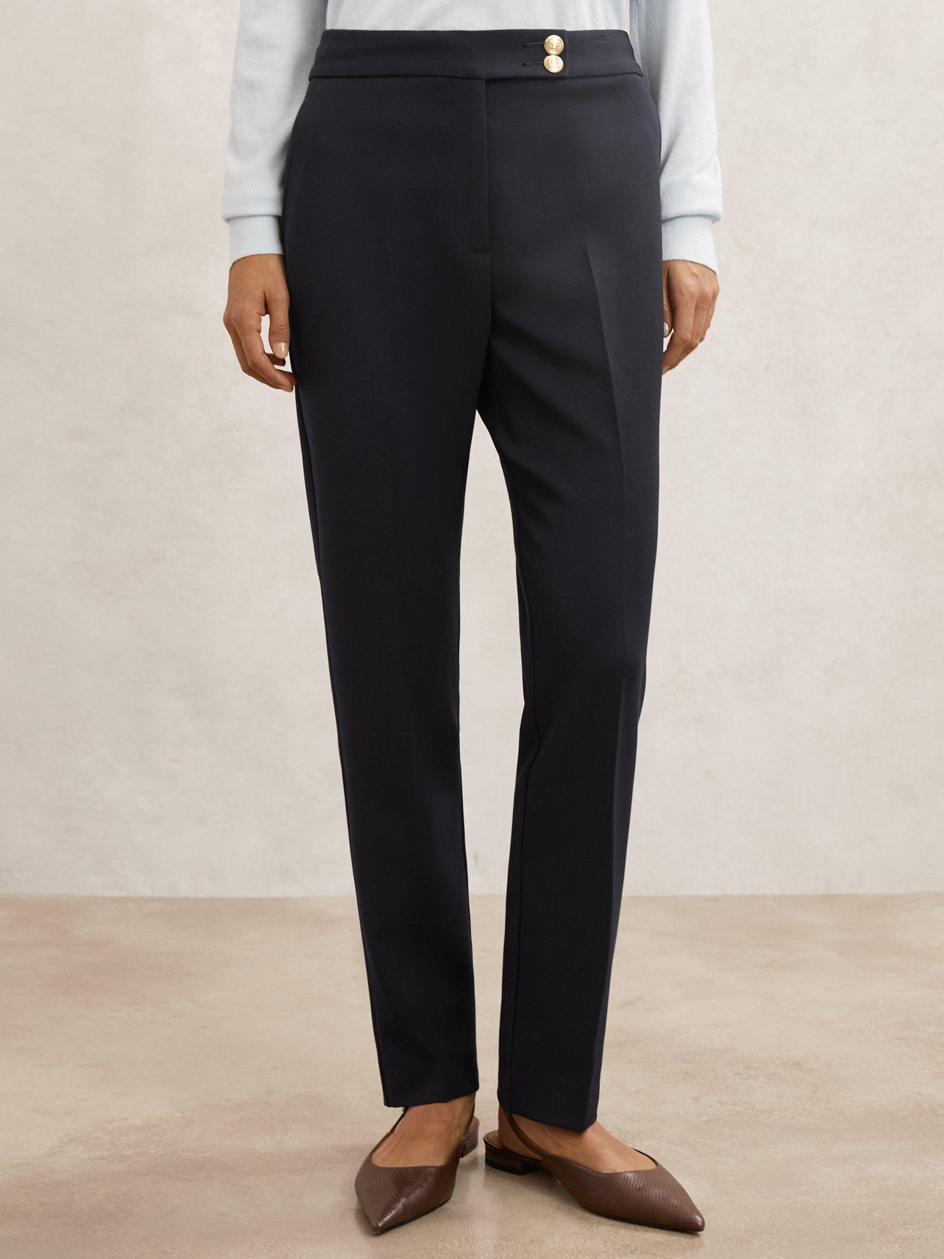 Product image 4 of 5, which shows Reiss Gabriel Button Detail Tapered Trousers, Navy, 8R