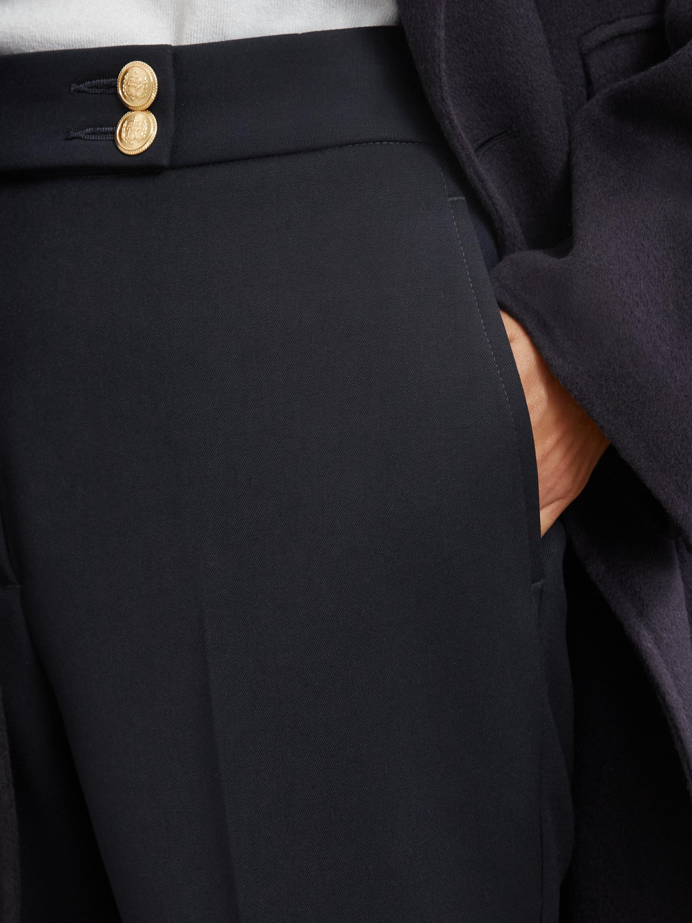Product image 5 of 5, which shows Reiss Gabriel Button Detail Tapered Trousers, Navy, 8R