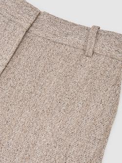 Reiss Petite Isla Textured Wide Leg Trousers, Grey - view 2, Grey