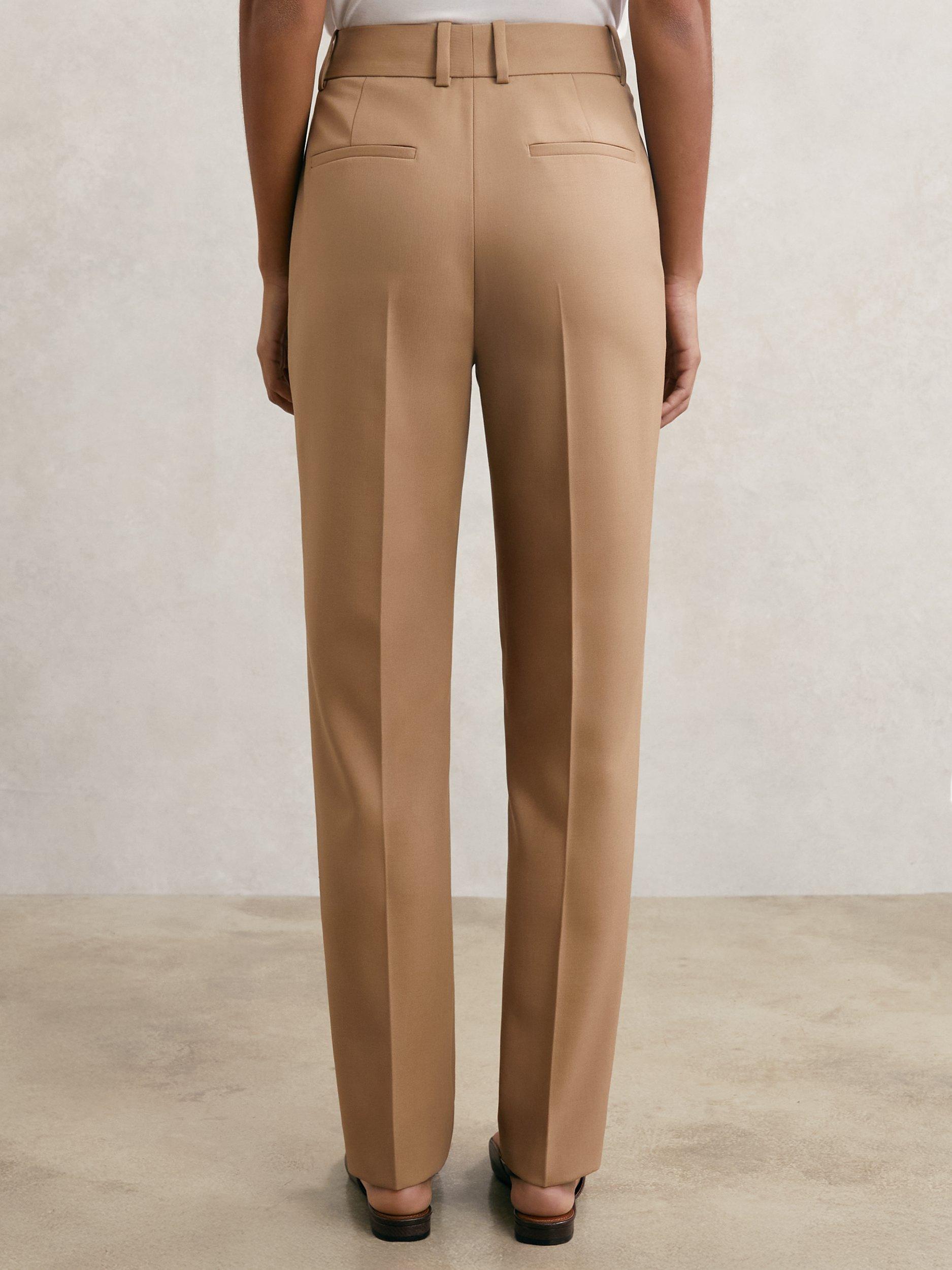 Product image 2 of 5, which shows Reiss Petite Jade Slim Leg Wool Blend Trousers, Camel, 6Pt