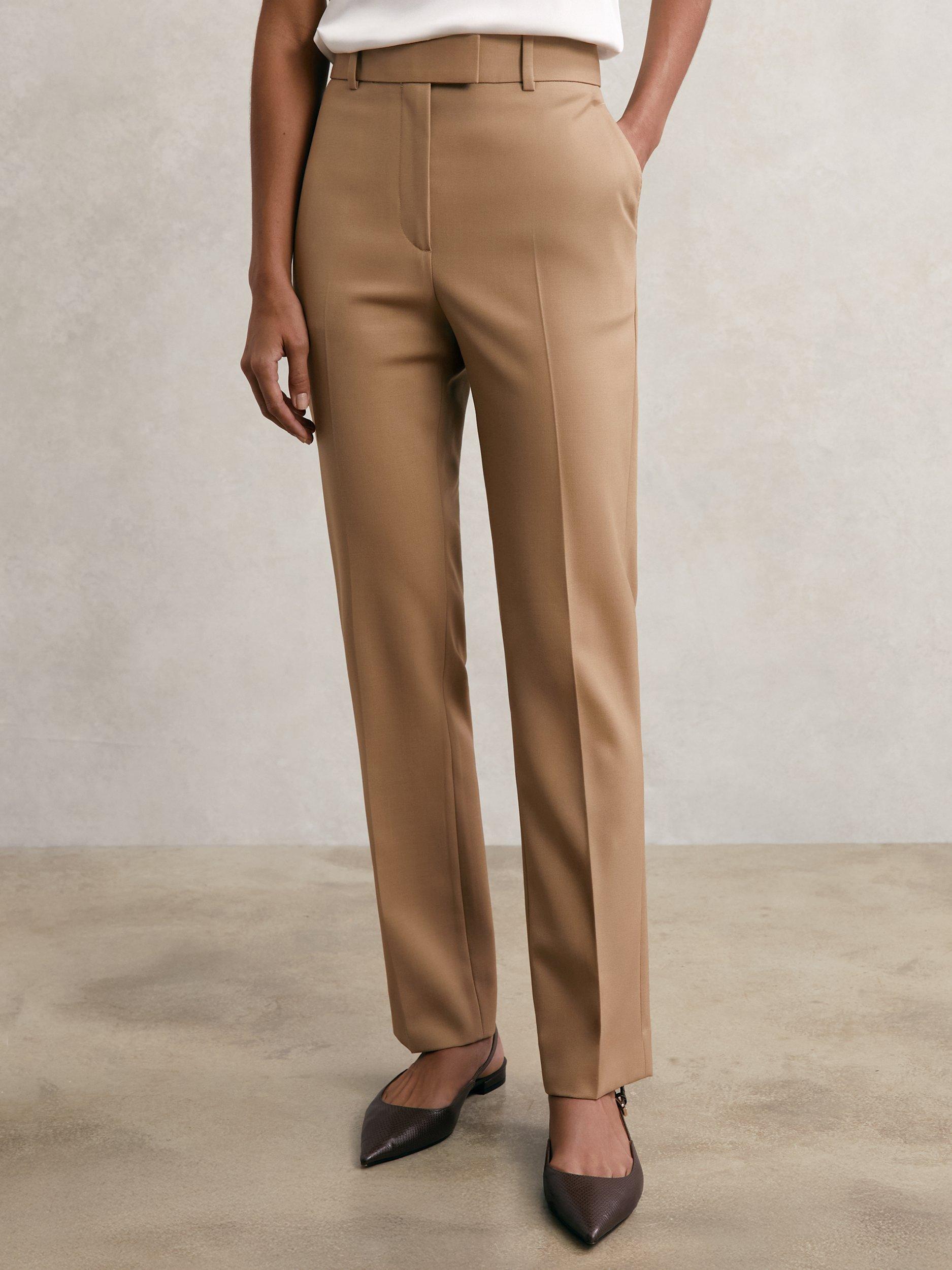 Product image 4 of 5, which shows Reiss Petite Jade Slim Leg Wool Blend Trousers, Camel, 6Pt