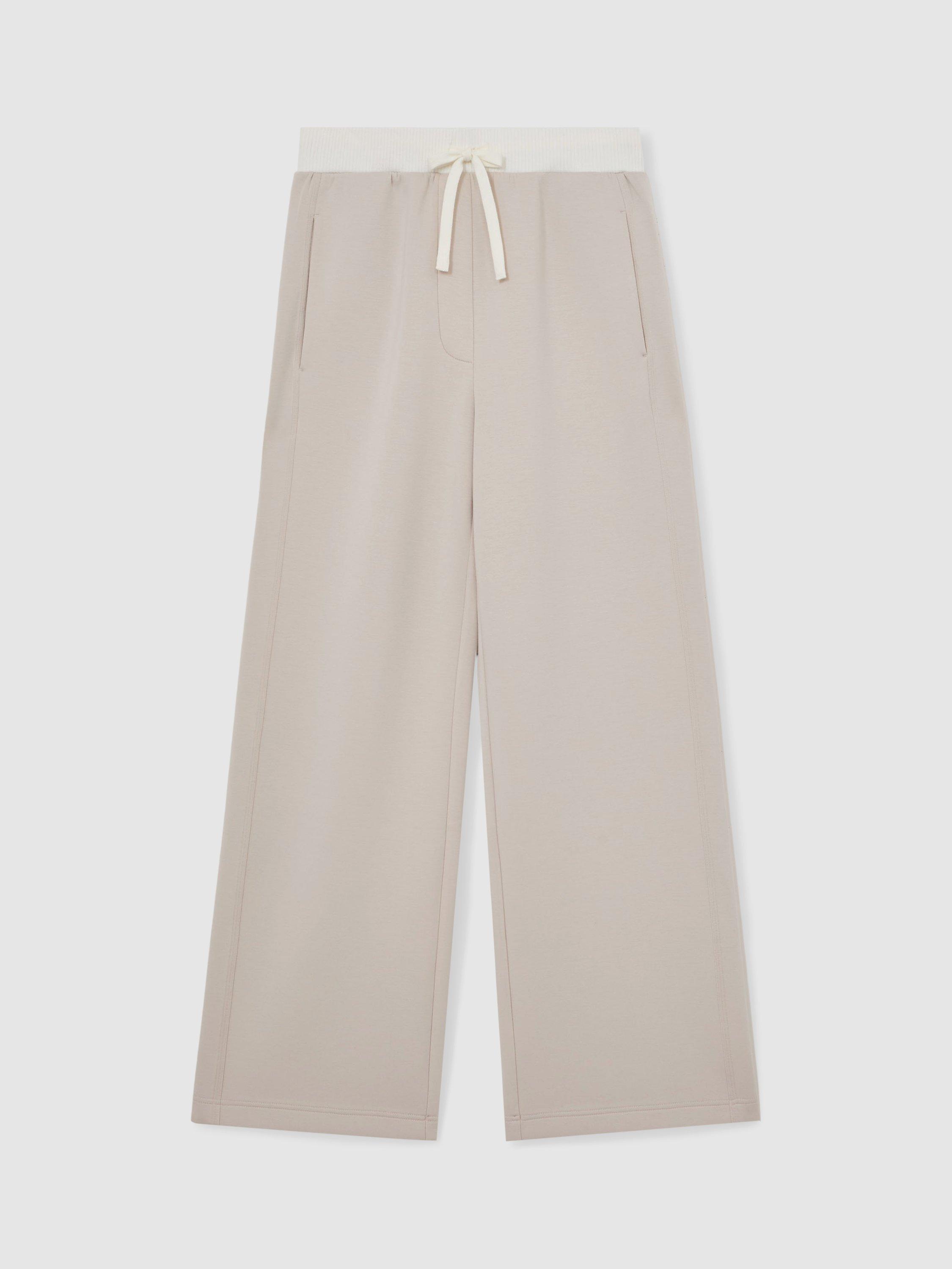 Product image 3 of 5, which shows Reiss Laney Wide Leg Joggers, Stone Neutral, XS