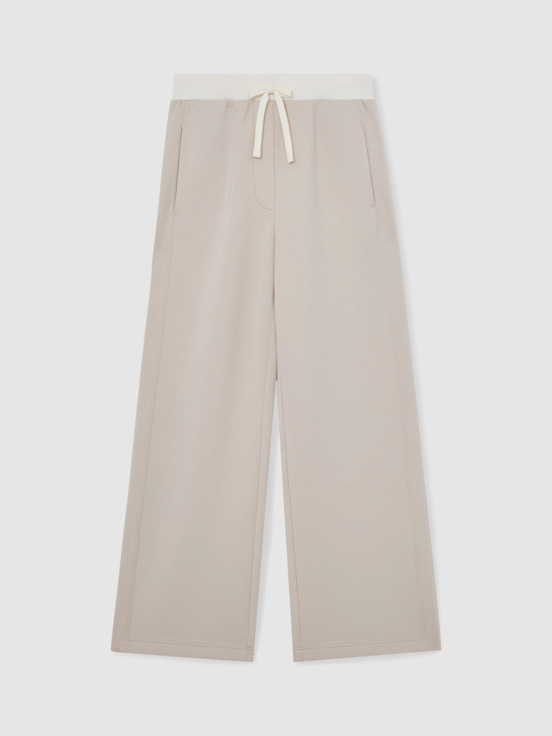 Product image 3 of 5, which shows Reiss Petite Laney Wide Leg Joggers, Stone Neutral, XS