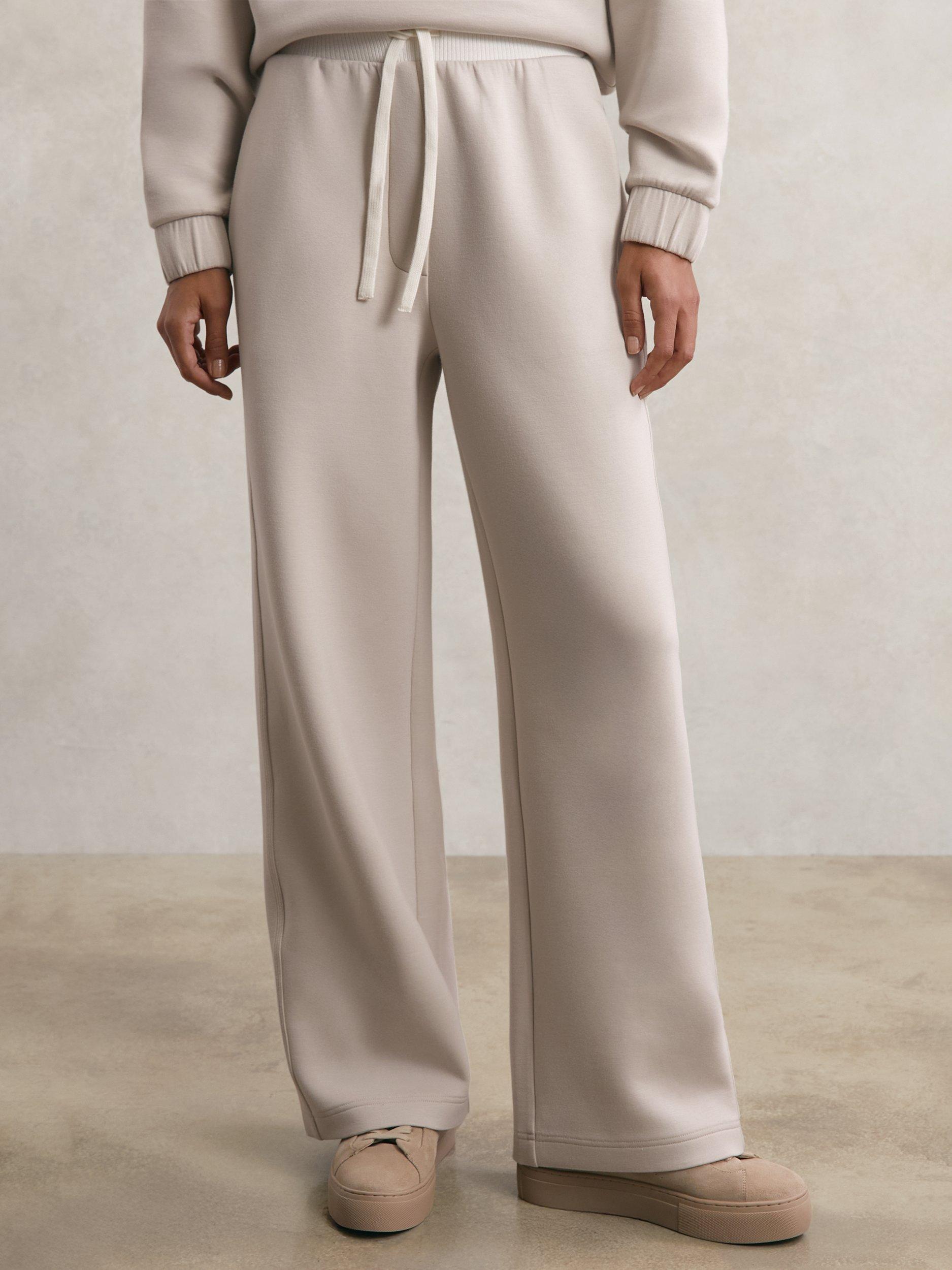 Product image 4 of 5, which shows Reiss Petite Laney Wide Leg Joggers, Stone Neutral, XS