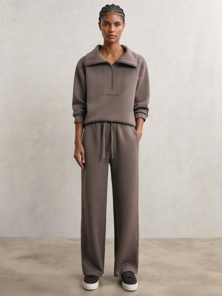 Reiss Laney Wide Leg Joggers, Taupe Brown