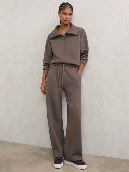 Reiss Petite Laney Wide Leg Joggers, Taupe Brown