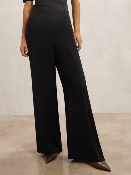 Reiss Petite Margeaux Wide Leg Tailored Trousers, Black, Black