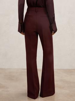Reiss Parisa Button Detail Flared Trousers, Dark Red - view 2, Dark Red