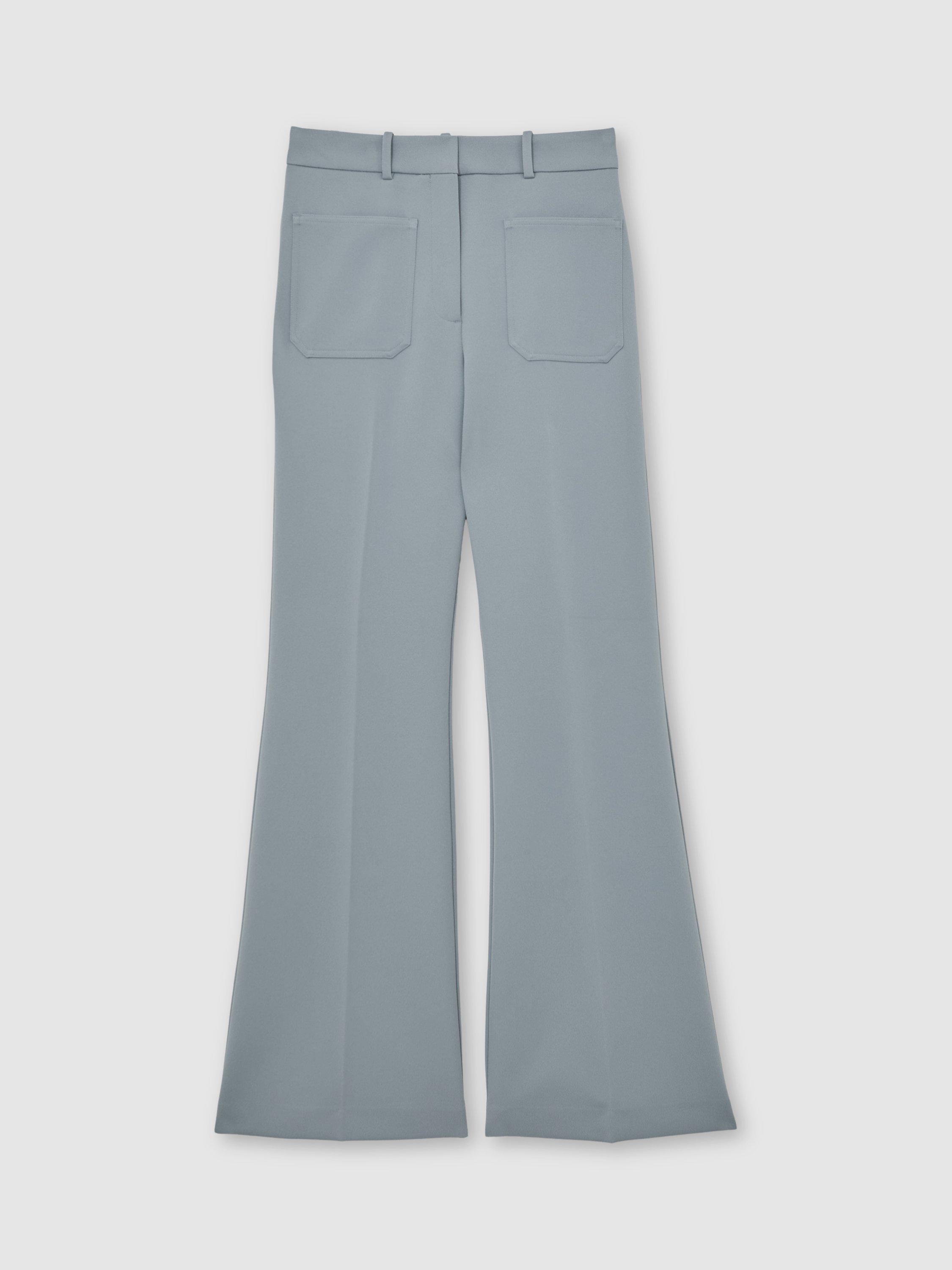 Product image 3 of 5, which shows Reiss Priya Flared Trousers, Blue, 6R