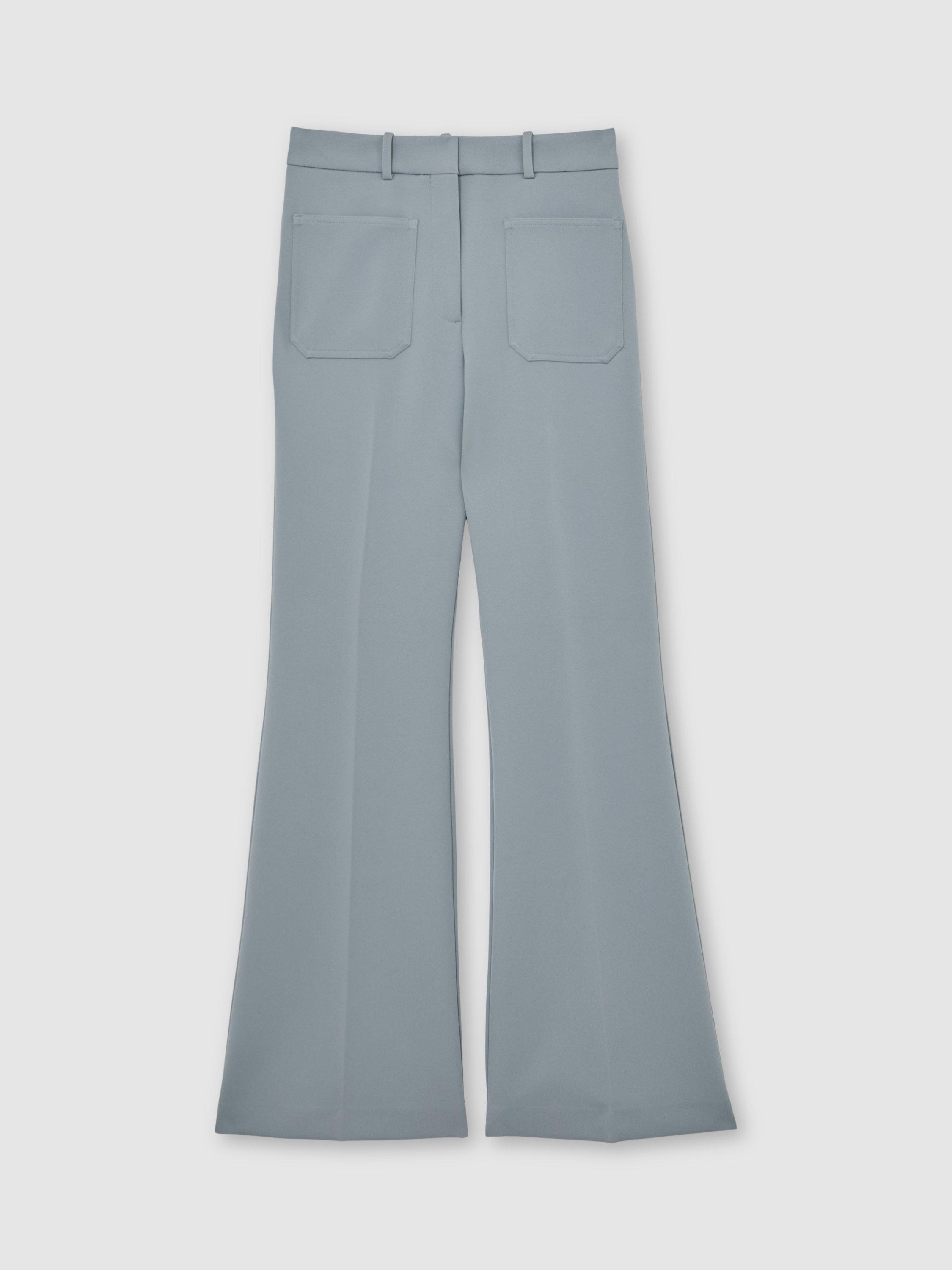 Product image 4 of 5, which shows Reiss Petite Priya Flared Trousers, Blue, 6Pt