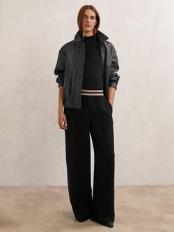 Reiss Petite Sonnie Wide Leg Trousers, Black