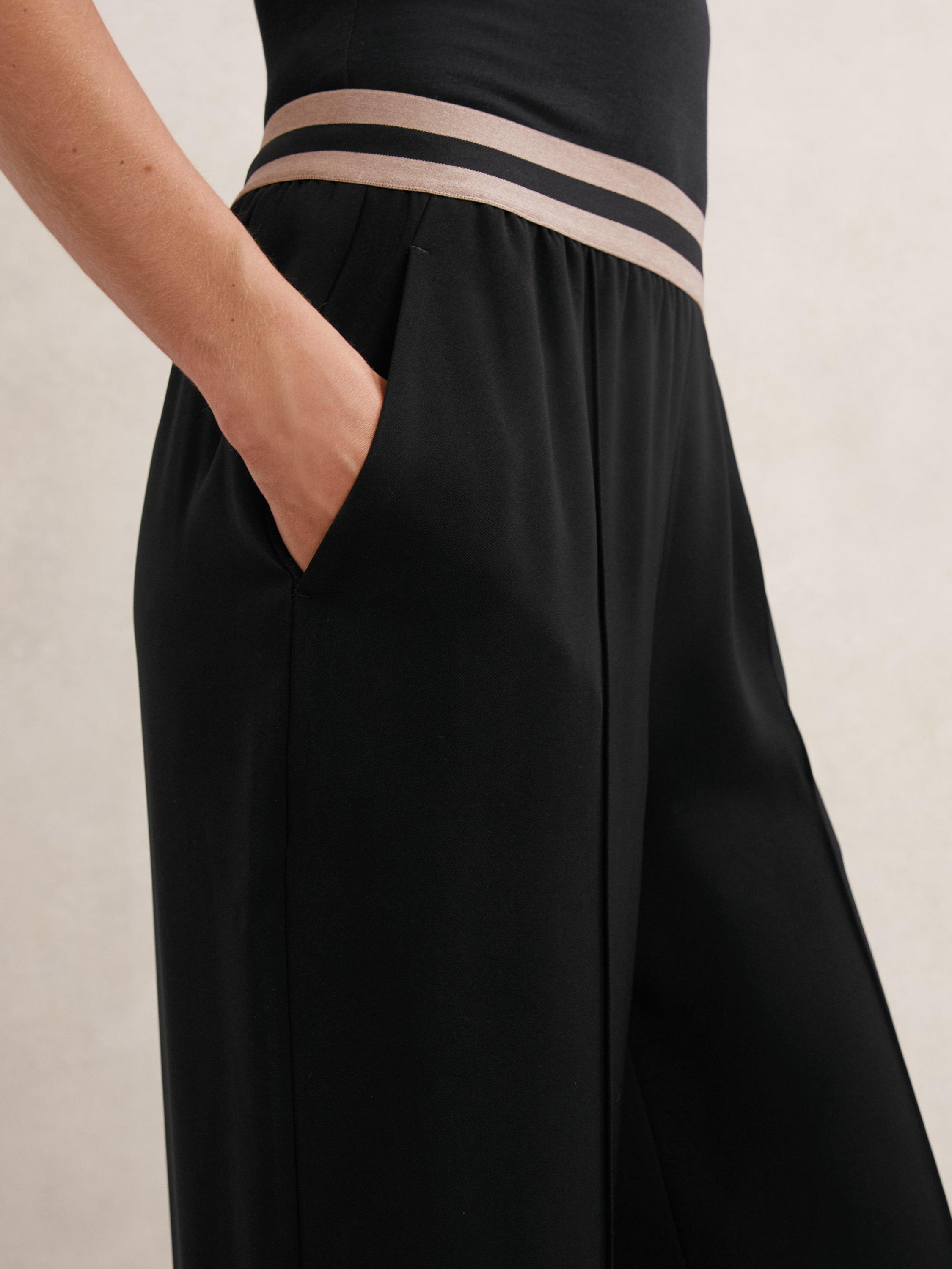Product image 2 of 5, which shows Reiss Petite Sonnie Wide Leg Trousers, Black, 6Pt