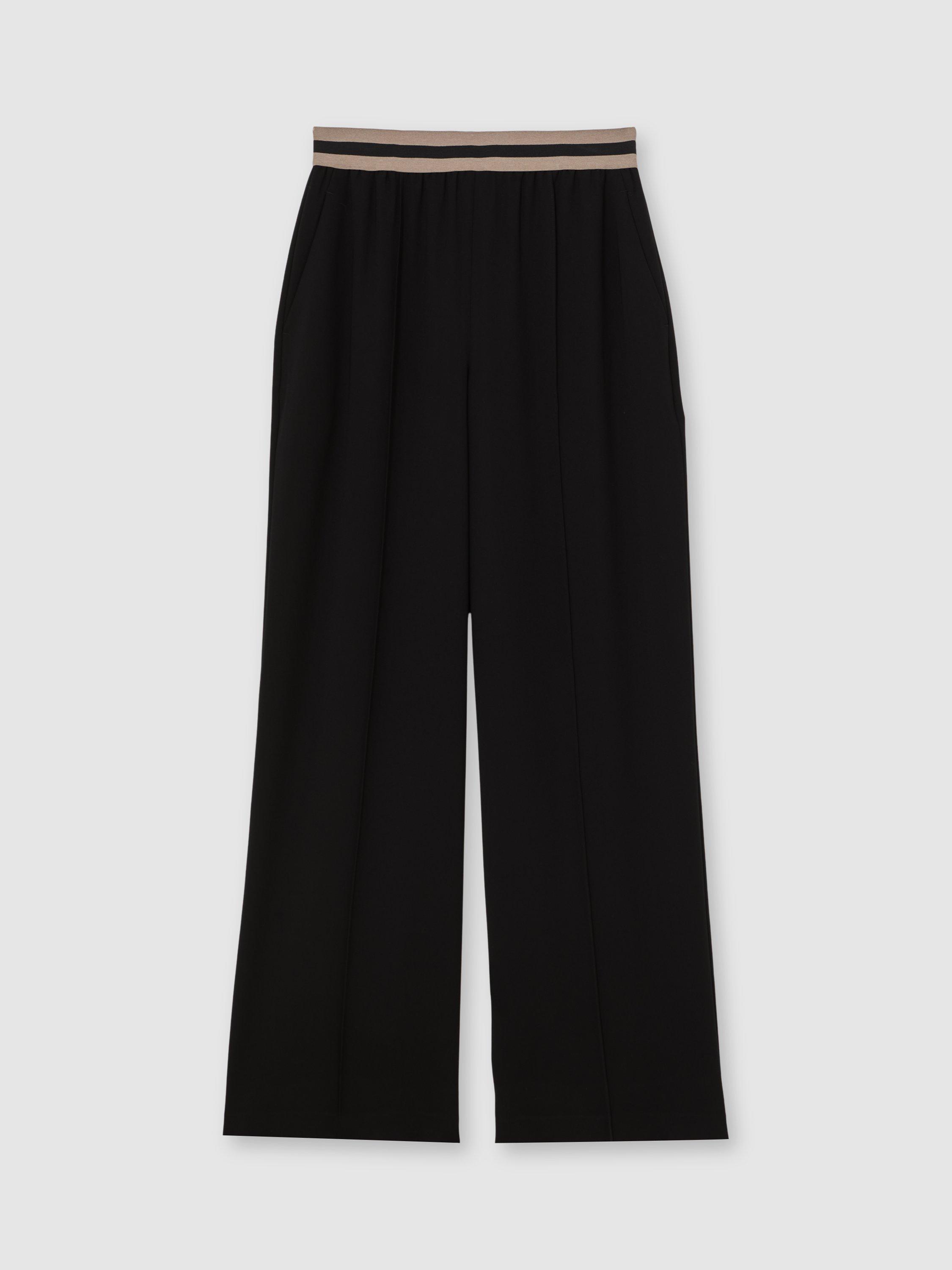 Product image 3 of 5, which shows Reiss Petite Sonnie Wide Leg Trousers, Black, 6Pt