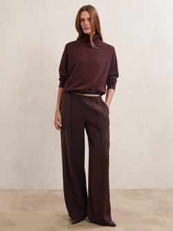 Reiss Sonnie Wide Leg Trousers, Burgundy, Burgundy