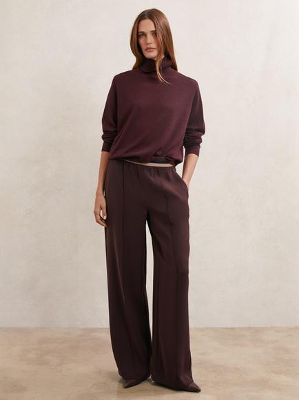 Reiss Sonnie Wide Leg Trousers, Burgundy, Burgundy