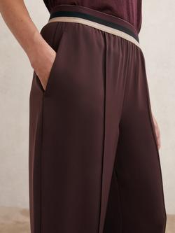Reiss Sonnie Wide Leg Trousers, Burgundy - view 2, Burgundy