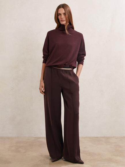 Reiss Petite Sonnie Wide Leg Trousers, Burgundy