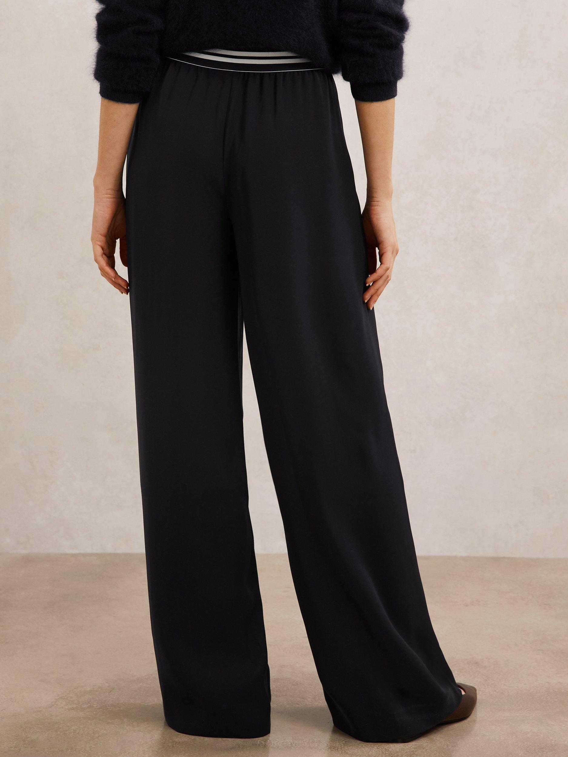 Product image 5 of 5, which shows Reiss Sonnie Wide Leg Trousers, Navy, 6R