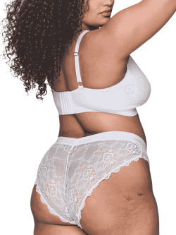 Lemonade Dolls Stretch Lace V-Brazilian Knickers, White - view 2, White