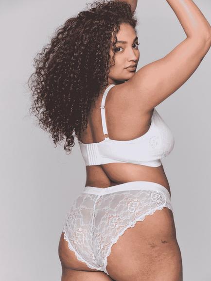 Lemonade Dolls Stretch Lace V-Brazilian Knickers, White - view 2, White