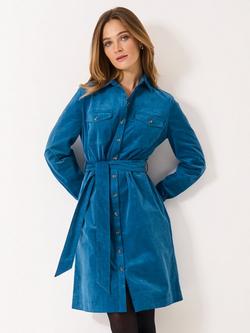 Crew Clothing Elsie Corduroy Shirt Dress, Denim Blue, Denim Blue