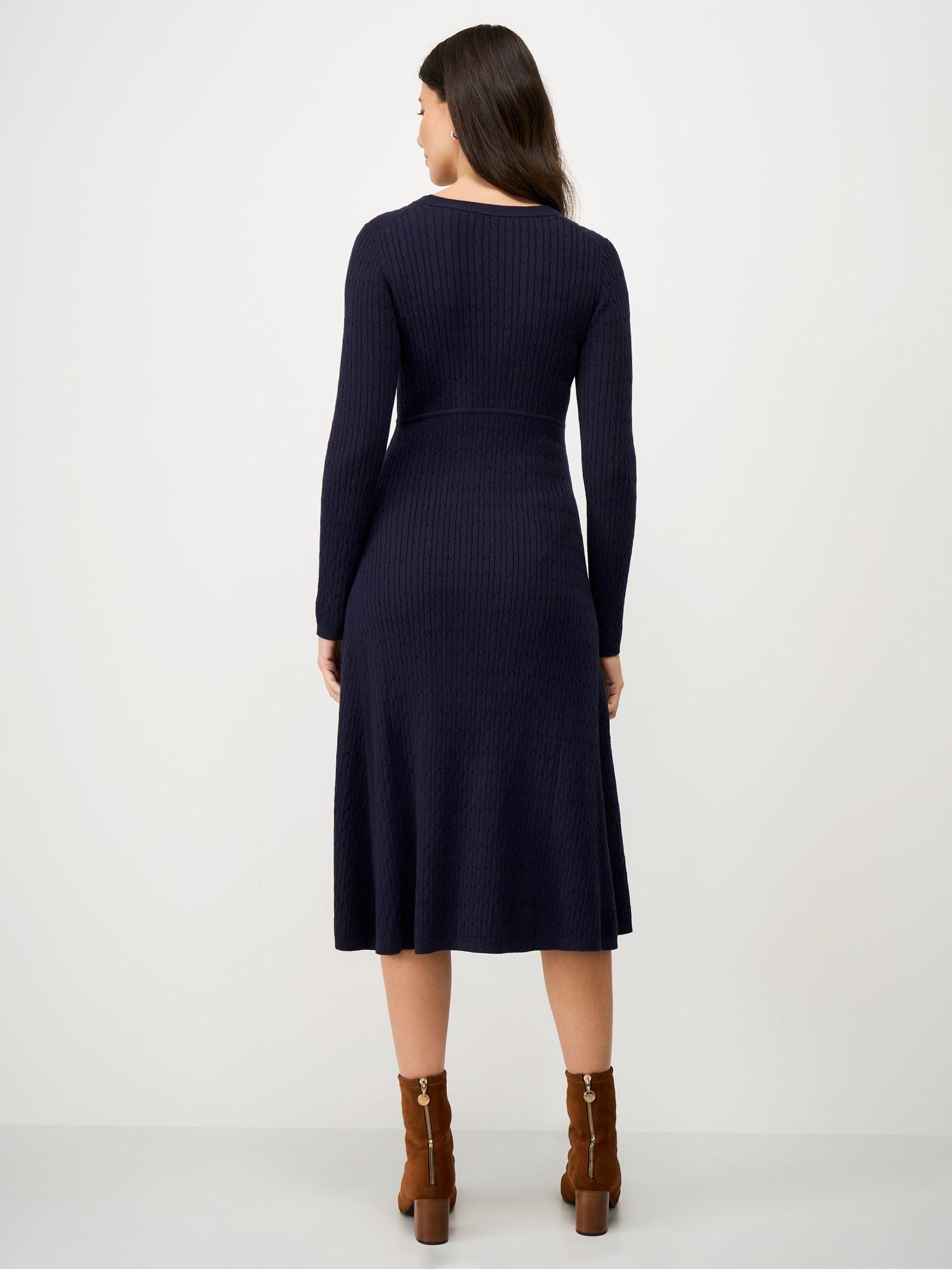 Product image 2 of 5, which shows Crew Clothing Roxy Cable Knit Dress, Navy Blue, 10