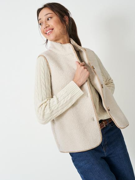 Crew Clothing Borg Fleece Gilet, Natural