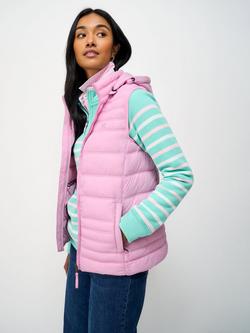 Crew Clothing Lightweight Padded Detachable Hood Gilet, Pastel Pink, Pastel Pink