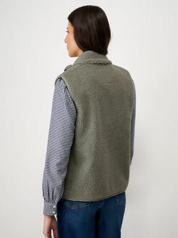 Crew Clothing Funnel Neck Buttoned Borg Gilet, Khaki, - view 2, Khaki