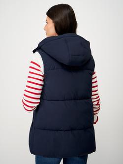 Crew Clothing Midweight Padded Hooded Gilet, Navy Blue - view 2, Navy Blue