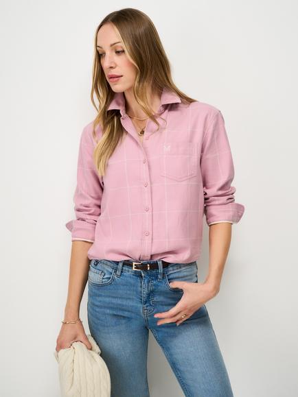 Crew Clothing Relaxed Fit Flannel Check Shirt, Pastel Pink, Pastel Pink