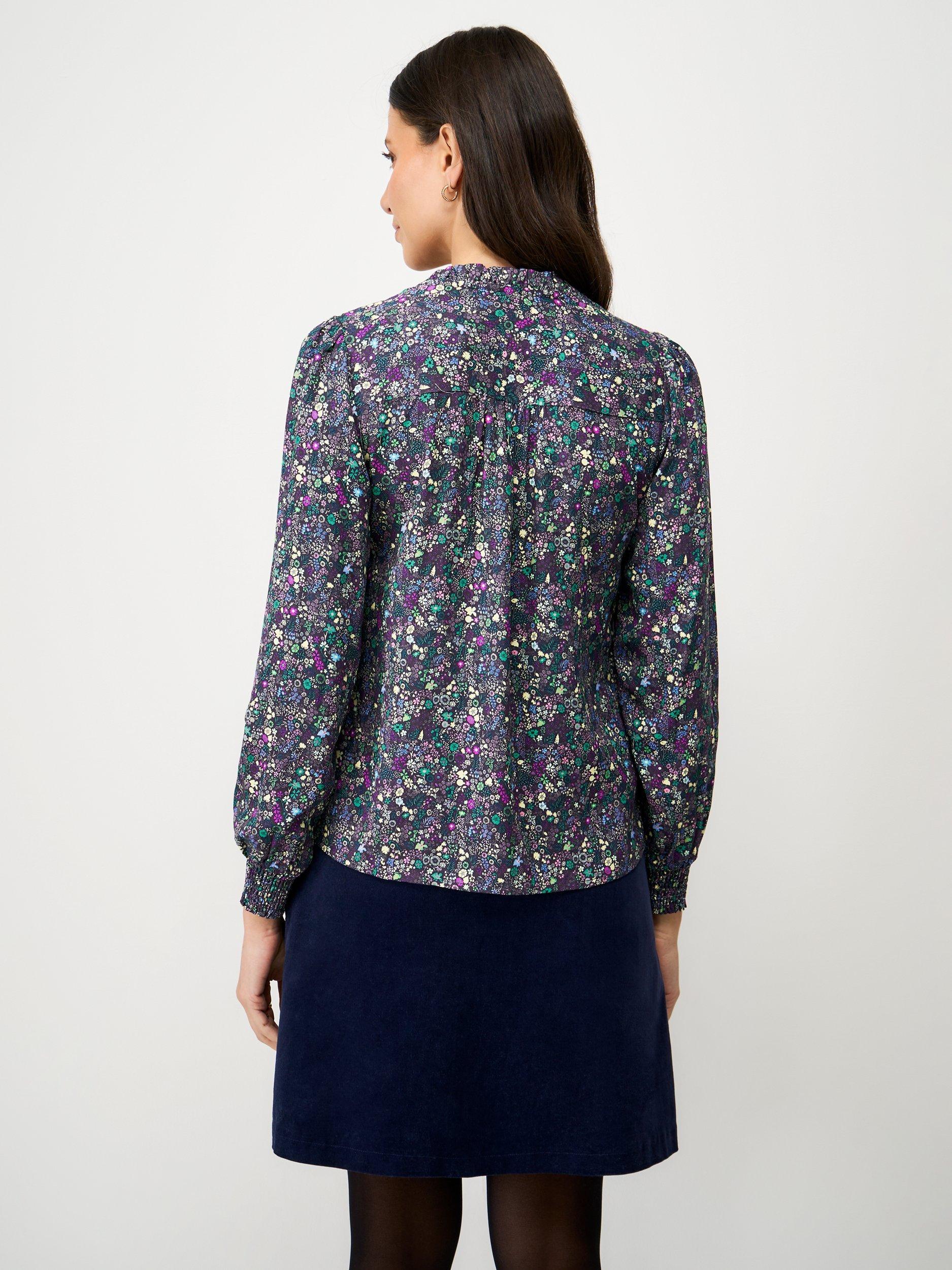 Product image 2 of 5, which shows Crew Clothing Celeste Meadow Floral Top, Indigo Blue, 10