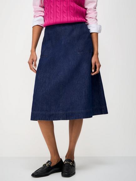 Crew Clothing Layla Denim Midi Skirt, Denim Blue - view 2, Denim Blue