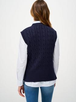 Crew Clothing Harmony Cable Knit Wool Rich Tank Top, Dark Blue - view 2, Dark Blue
