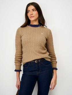 Crew Clothing Heritage Cable Knit Jumper, Tan