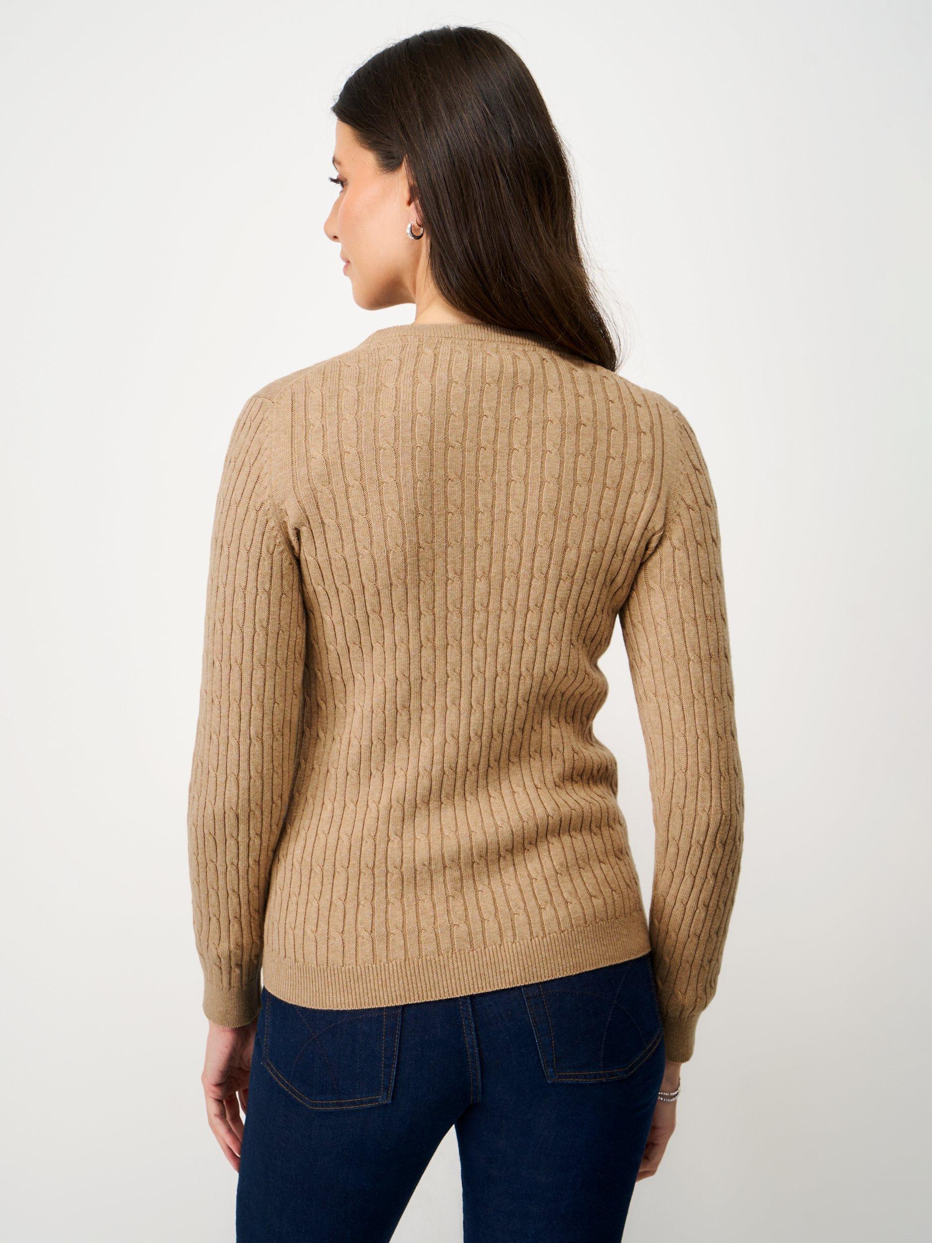 Product image 2 of 5, which shows Crew Clothing Heritage Cable Knit Jumper, Tan, 8
