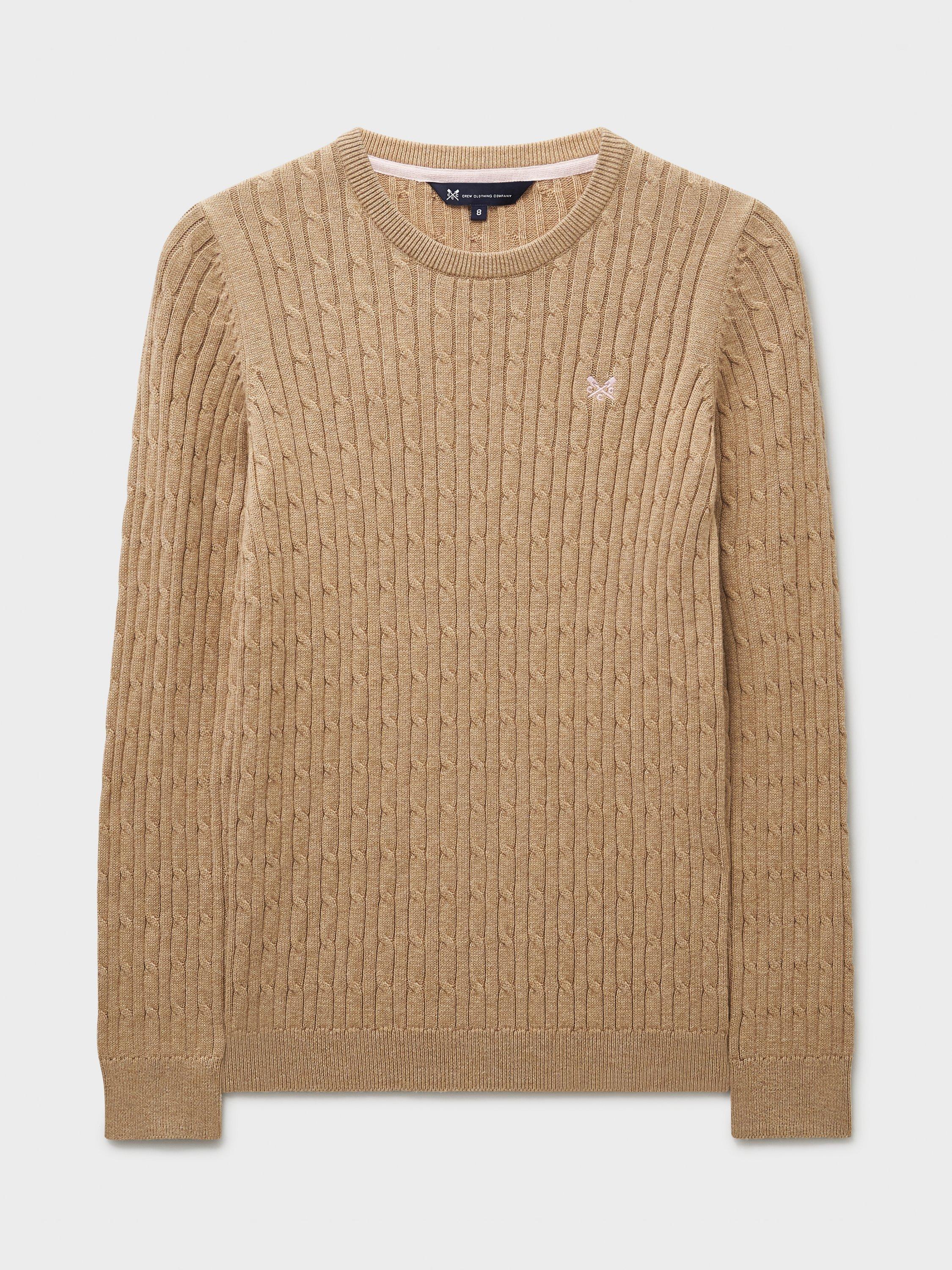 Product image 5 of 5, which shows Crew Clothing Heritage Cable Knit Jumper, Tan, 8