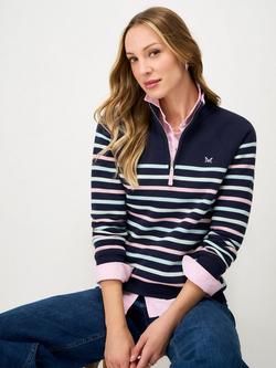 Crew Clothing 1/2 Zip Stripe Sweatshirt, Dark Blue, Dark Blue