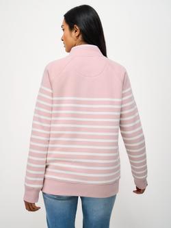 Crew Clothing 1/2 Zip Stripe Sweatshirt, Raspberry Pink - view 2, Raspberry Pink