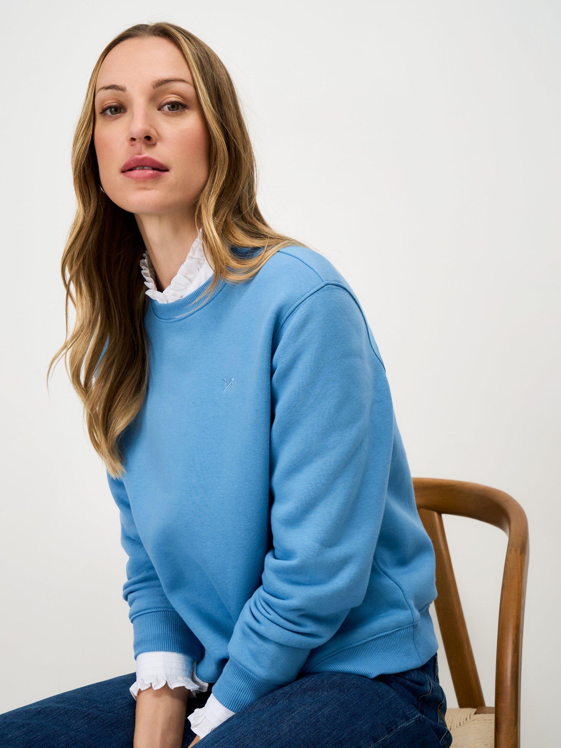 Product image 3 of 5, which shows Crew Clothing Fleece Lined Sweatshirt, Sky Blue, 10