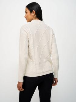 Crew Clothing Roll Neck Cable Knit Jumper, Cream - view 2, Cream