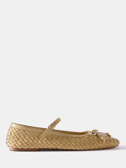 Mint Velvet Charley Woven Leather Pumps, Yellow