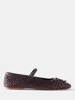 Mint Velvet Charley Woven Leather Pumps, Burgundy