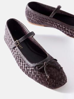 Mint Velvet Charley Woven Leather Pumps - view 2, Burgundy