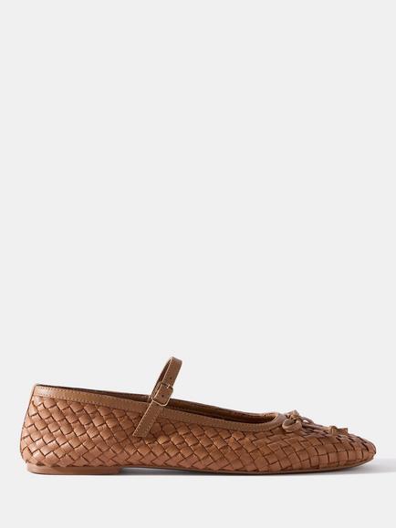 Mint Velvet Charley Woven Leather Pumps, Tan